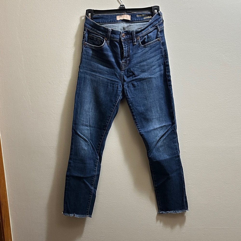 7 For All Mankind Deep Indigo Cropped Jeans